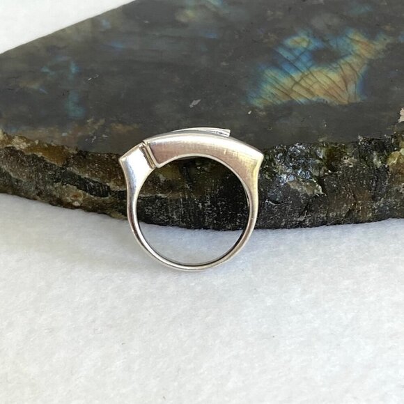 Sterling Silver 925 SX Modernist Black Onyx & Mother Of Pearl Band Ring Sz 5.75 - Picture 6 of 16
